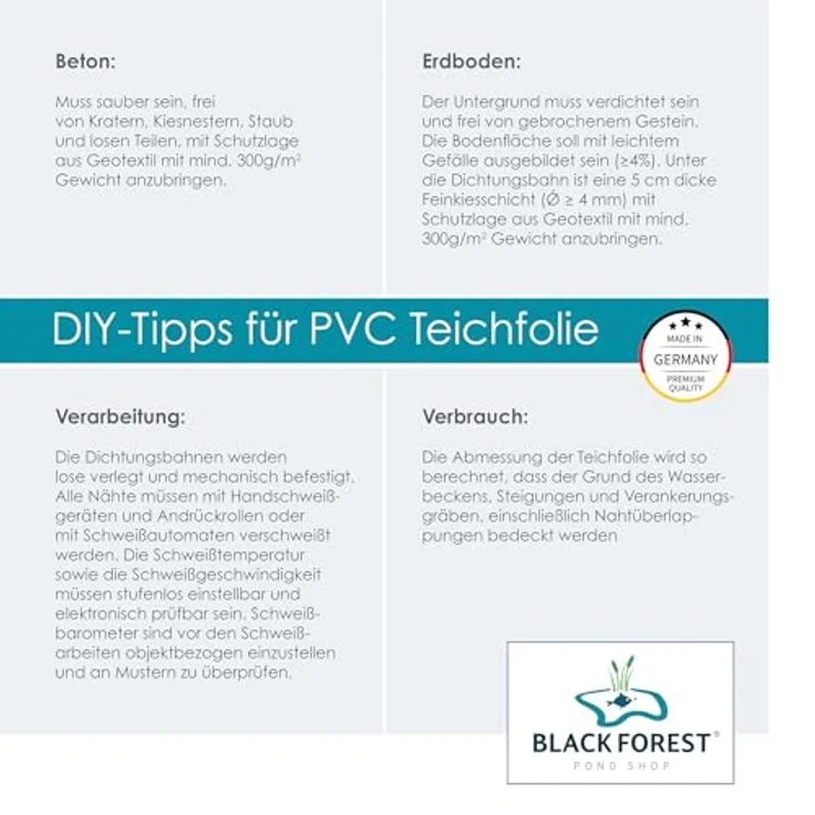 PVC Teichfolie schwarz in einer Stärke von 1.50 mm, Maß 8 x 8 m. – Bild 6