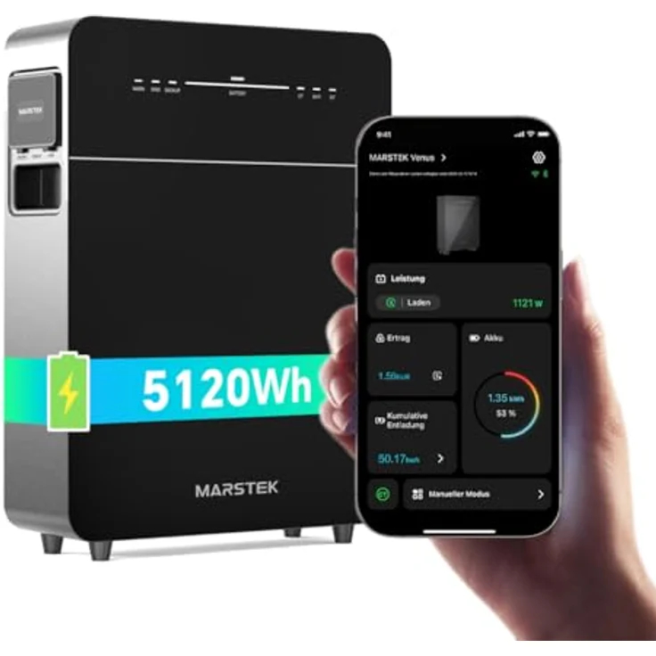 ZINNZGREEN Marstek Venus E 3.0 Balkonkraftwerk mit Speicher, 5.12kWh LFP, 2,5kW PV-Eingangsleistung, erweiterbar bis 15,36kWh, 6000 Ladezyklen, Plug&Play – Bild 1