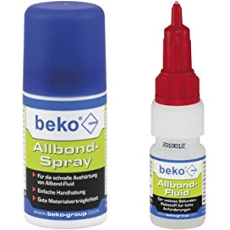 beko Allbond-Set, 10 g Allbond Fluid + 30 ml Spray, starke Verklebung & beschleunigte Abbindung, im Schiebeblister DE/IT/FR/PL/EN