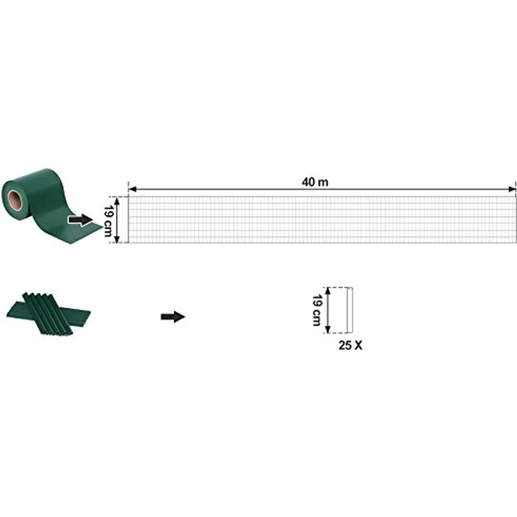 SONGMICS PVC Sichtschutzstreifen, 40 m x 19 cm, extra dick und blickdicht, grün, inkl. 25 Befestigungsclips – Bild 5