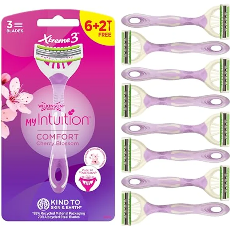 Wilkinson Sword myIntuition Comfort Xtreme 3, 8er Pack Damenrasierer mit flexiblen Klingen, Vitamin E, Aloe und Jojoba-Öl