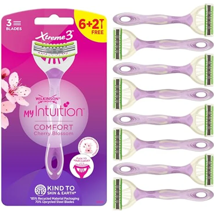 Wilkinson Sword myIntuition Comfort Xtreme 3, 8er Pack Damenrasierer mit flexiblen Klingen, Vitamin E, Aloe und Jojoba-Öl – Bild 1