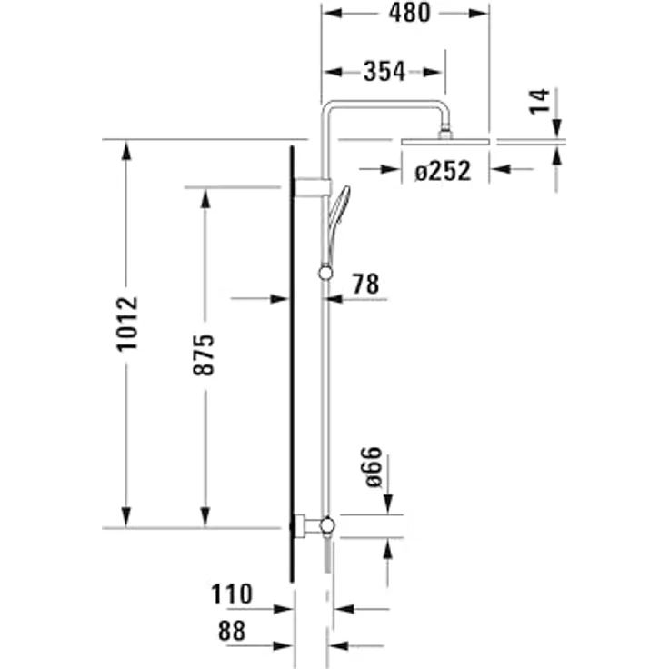 Duravit Duscharmatur Duschsystem TH4282008010, Aufputz-Brausethermostat mit 432 mm Ausladung – Bild 14