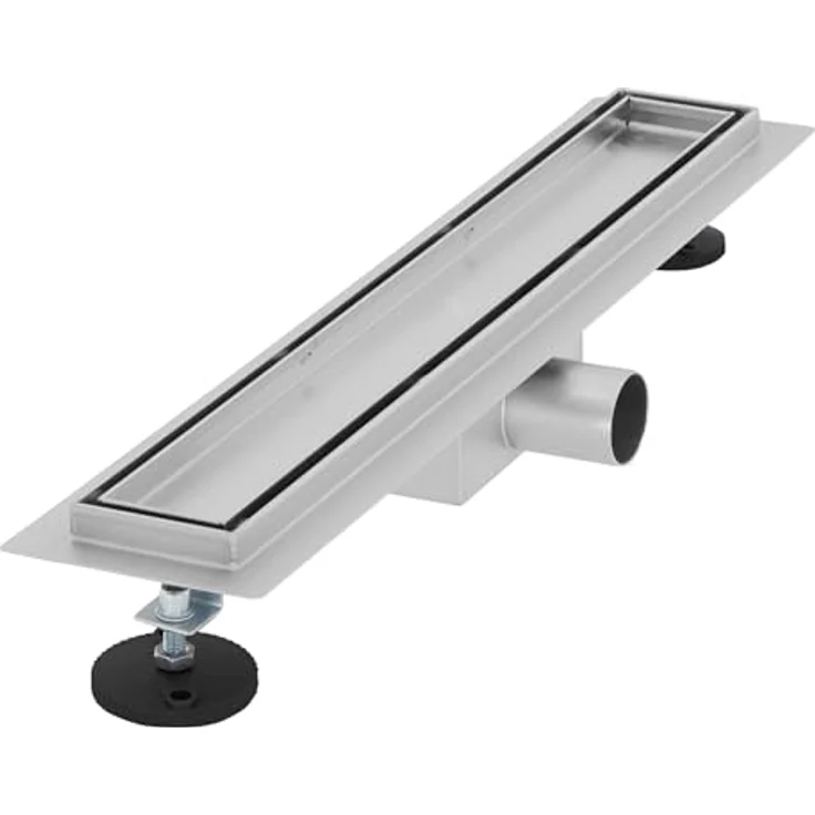 LuxeBath Duschrinne 50cm 2in1, befliesbar, extra flach, Edelstahl schwarz, doppelseitiger Bodenablauf mit Geruchsstop und Haarsieb, Komplettset mit Bodenbefestigung – Bild 1