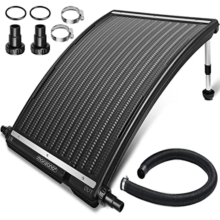 Monzana Sonnenkollektor 110x69x14cm 10000 L-h Höhenverstellbar 32-38mm Anschluss HDPE UV-Beständig Erweiterbar Poolheizung Solar Heizung Warmwasser Schwimmbecken