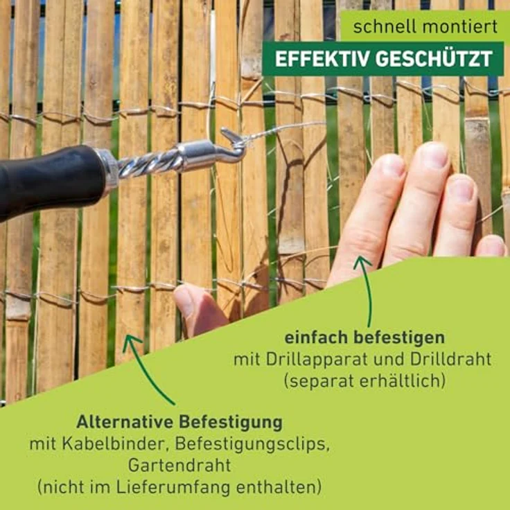 Windhager Sichtschutzmatte Mitake aus Bambus, Bambusmatte, Sichtschutz-Zaun, Windschutz, 90 x 300 cm, 06688 – Bild 5