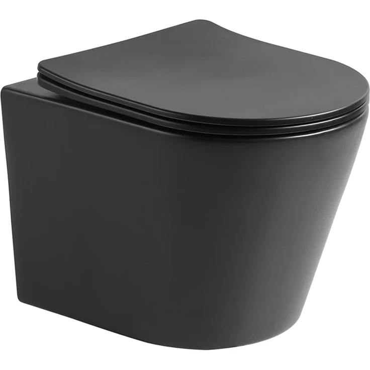 Verosan Wand-WC Nakia, spülrandloses Hänge-WC in Schwarz Matt inklusive absenkbarem WC-Sitz