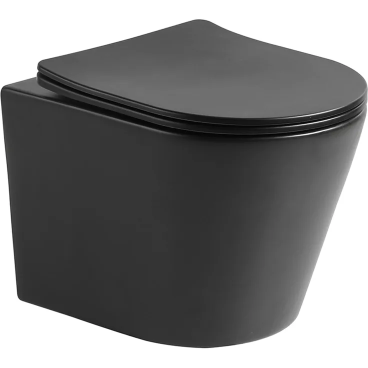 Verosan Wand-WC Nakia, spülrandloses Hänge-WC in Schwarz Matt inklusive absenkbarem WC-Sitz