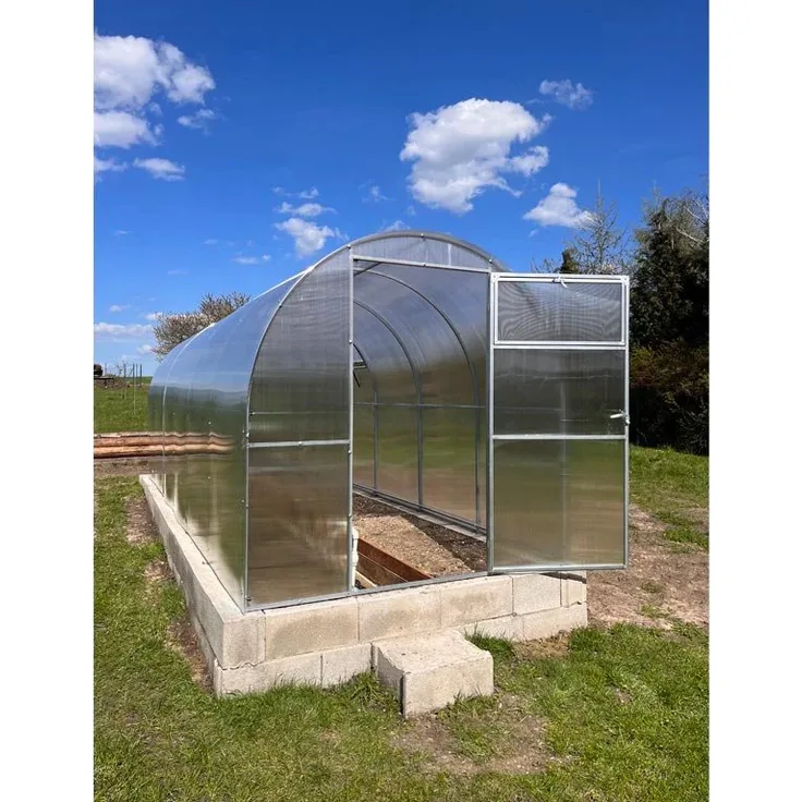 Garten Dream Polycarbonat-Gewächshaus "MINI" 2x6m, robuster Stahlrahmen mit 6mm Polycarbonat, 2 integrierten Fenster und Schnee-Lastaufnahme bis 120 kg/m²