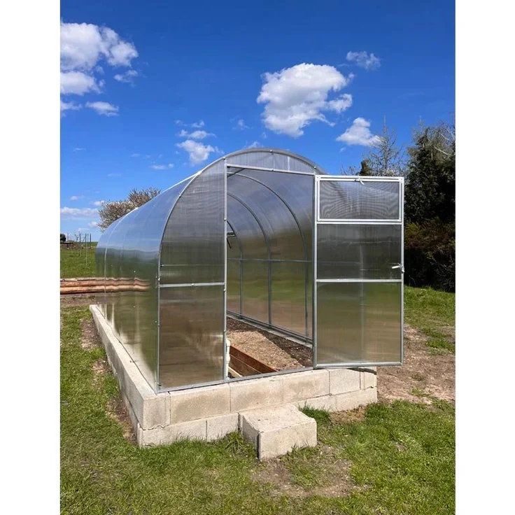 Garten Dream Polycarbonat-Gewächshaus "MINI" 2x6m, robuster Stahlrahmen mit 6mm Polycarbonat, 2 integrierten Fenster und Schnee-Lastaufnahme bis 120 kg/m²