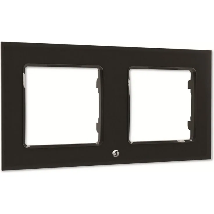 Shelly Abdeckrahmen SHELLY Wandtaster-Rahmen 2-fach, schwarz, passend für Switch 1, 2 und 4