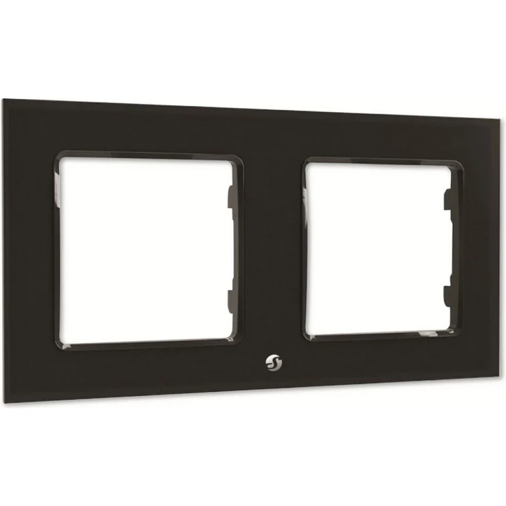Shelly Abdeckrahmen SHELLY Wandtaster-Rahmen 2-fach, schwarz, passend für Switch 1, 2 und 4