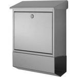 Heibi Metall Briefkasten Heibi Briefkasten mit Zeitungsfach Edelstahl geschliffen 40x12x45 cm, robustes Schloss, Wasserschutzblech, silber