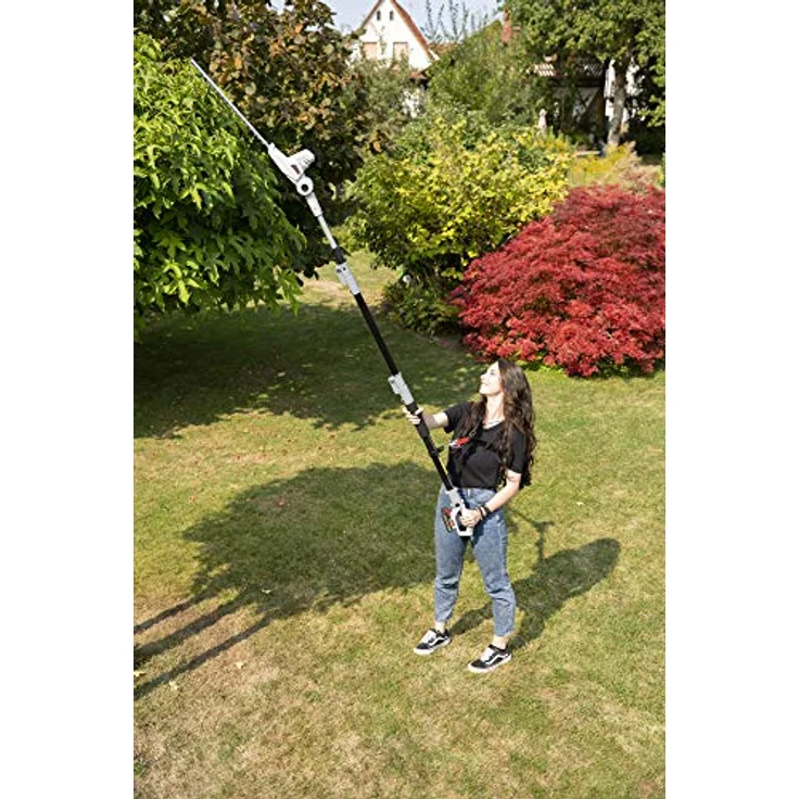 IKRA Akku Teleskop Heckenschere ICPH 2040, mit 2 Akkus 20V (2,0 & 2,5 Ah), Schnelllader, Gurt und 40 cm Schnittlänge – Bild 3