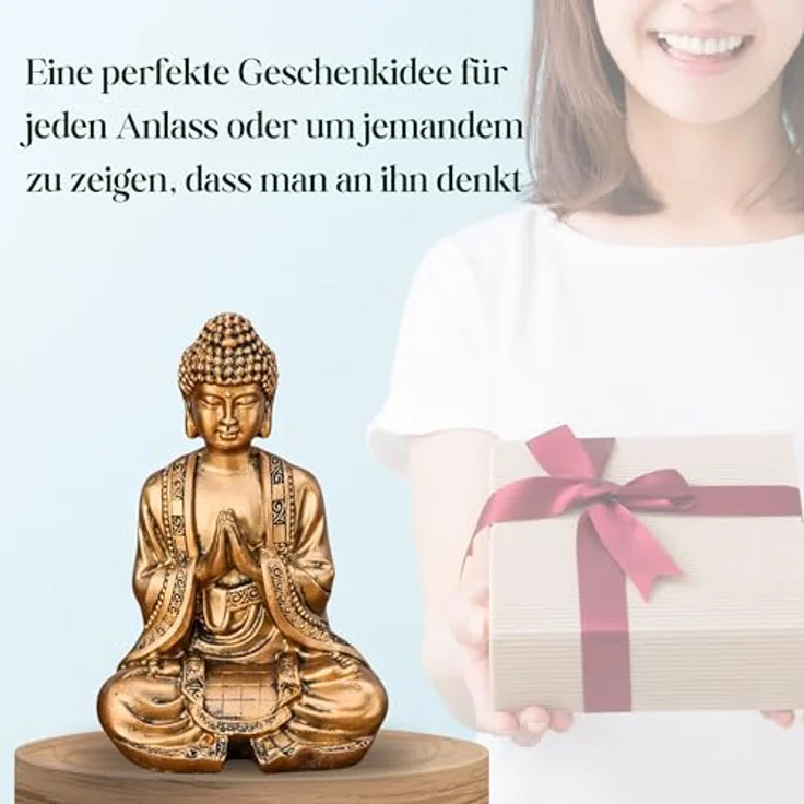 Zen Light Buddha Meditation Gold Dekofigur Harz, Einheitsgröße – Bild 4