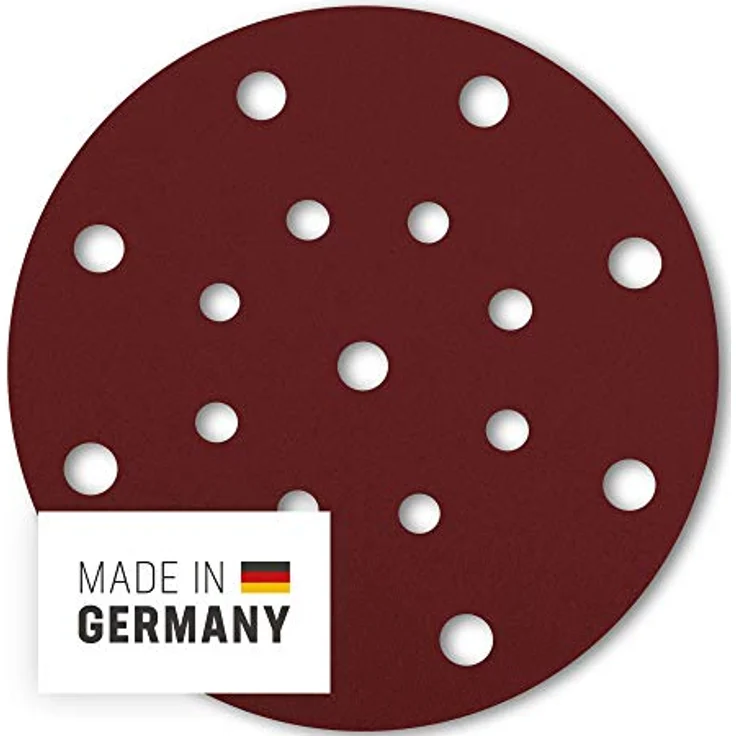 STIER Schleifscheiben Holz D150 / P60 / 16-Loch / 25 Stk., Schleifpapier, Exzenterschleifpapier, Exzenterschleifscheiben, 150mm, Korund-Schleifkorn, Made in Germany, wiederverschließbarer Karton – Bild 2
