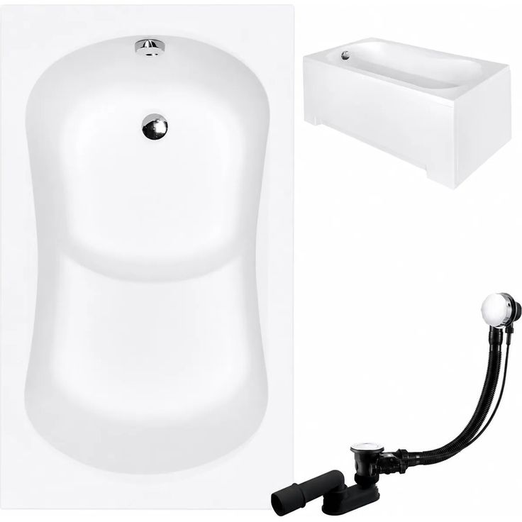 KOLMAN Acryl Badewanne ARIA REHAB 120 x 70 cm, Rechteck mit rutschfester Oberfläche und antibakterieller Beschichtung