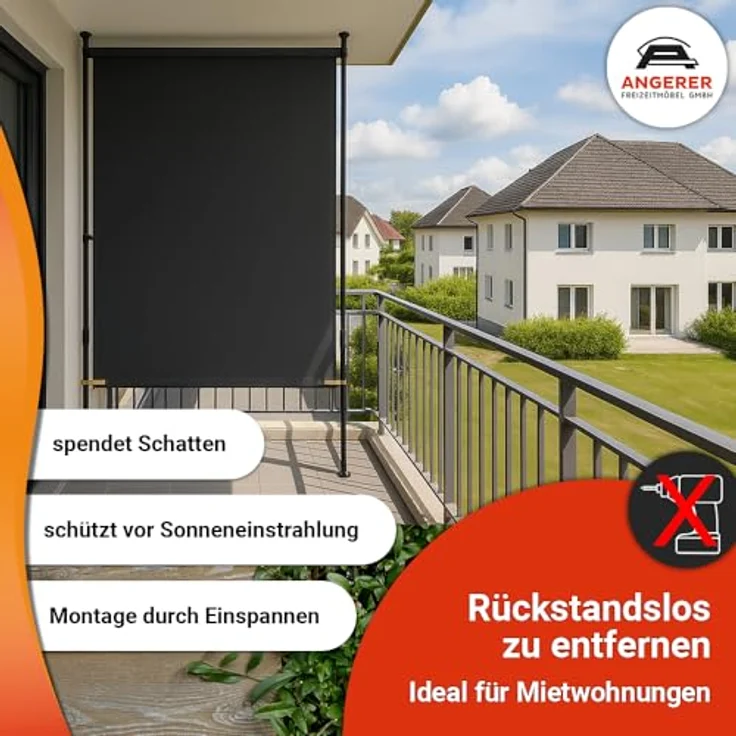 Angerer Freizeitmöbel Klemm-Senkrechtmarkise Nr. 100 orange/braun, BxH: 150x225 cm, gestreift, Polyacryl – Bild 7