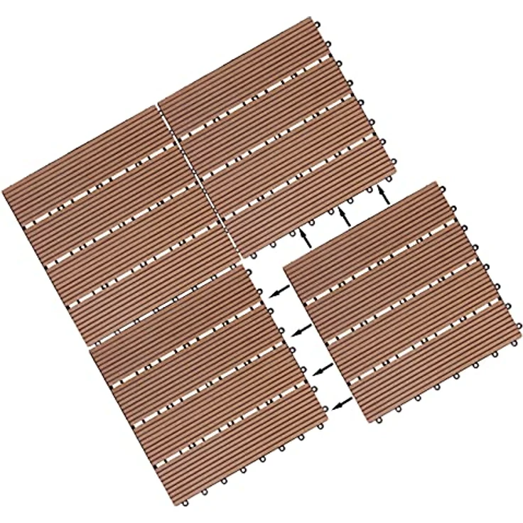 WPC Fliesen 1m²-4m² Terrassenfliesen Set Holzfliesen 30x30cm Balkon Pool Garten 11x Klassik terrakotta – Bild 5