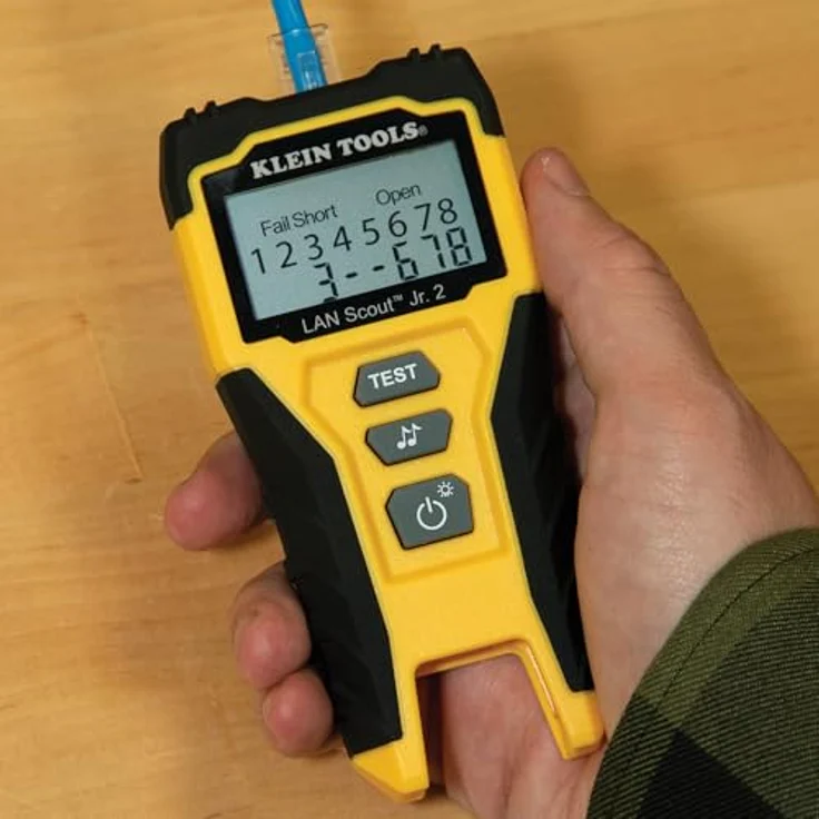 Klein Tools LAN Scout Junior 2, Multimeter und Kabeltester für CAT 5e/6/6A mit beleuchtetem Display und intuitiver Benutzeroberfläche – Bild 7
