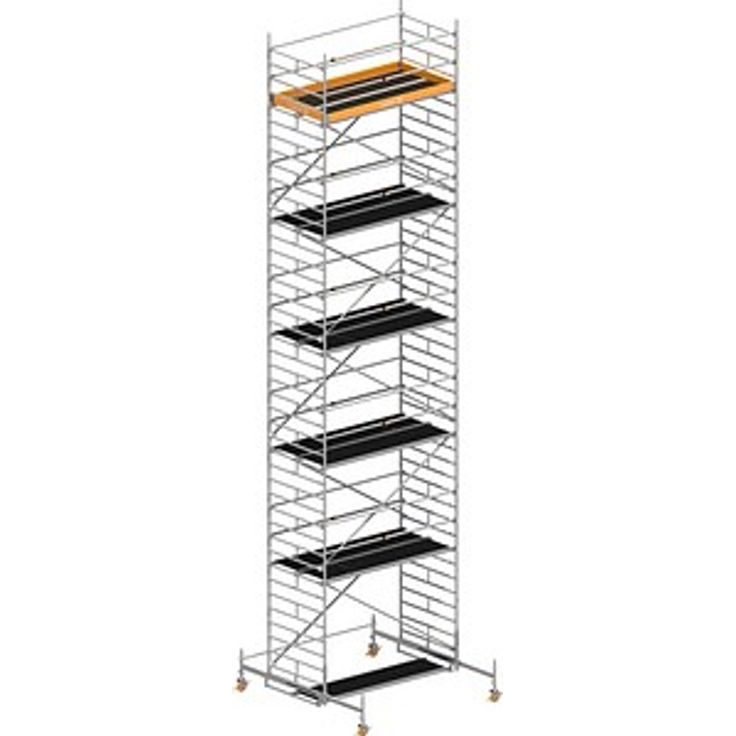 Layher Gerüst 1412 Uni Breit P2, mit Telegeländer, max. Arbeitshöhe 12,38 m, Arbeitsbühne 1,50 x 2,85 m