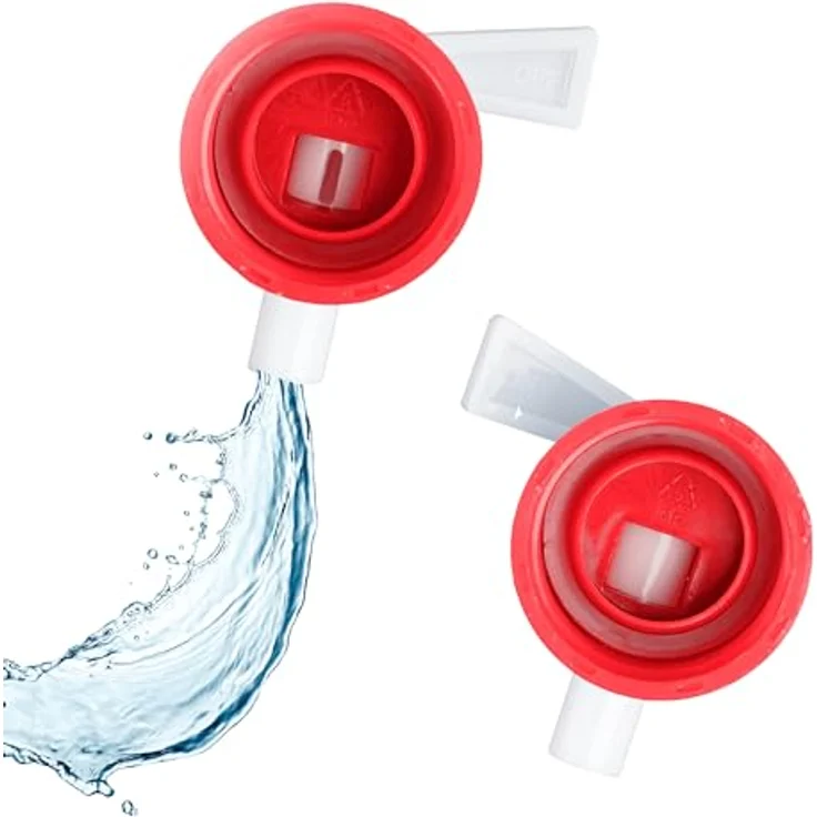 relaxdays Faltkanister 4er Set, 5 Liter, tragbare Wasserbehälter, transparent/rot, mit drehbarem Zapfhahn und platzsparend zusammenfaltbar – Bild 5