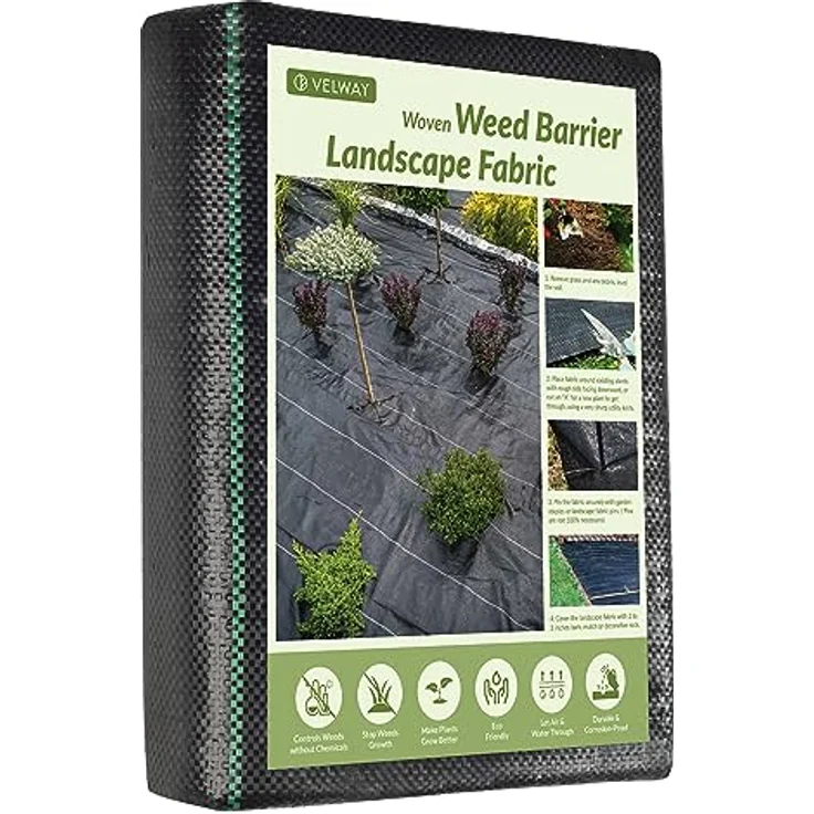 Velway Unkrautvlies Garten Extra Stark 1,2x15m, Wasserdurchlässiges und reißfestes Bodengewebe für Garten, Hochbeet und Einfahrt, Schwarz – Bild 1