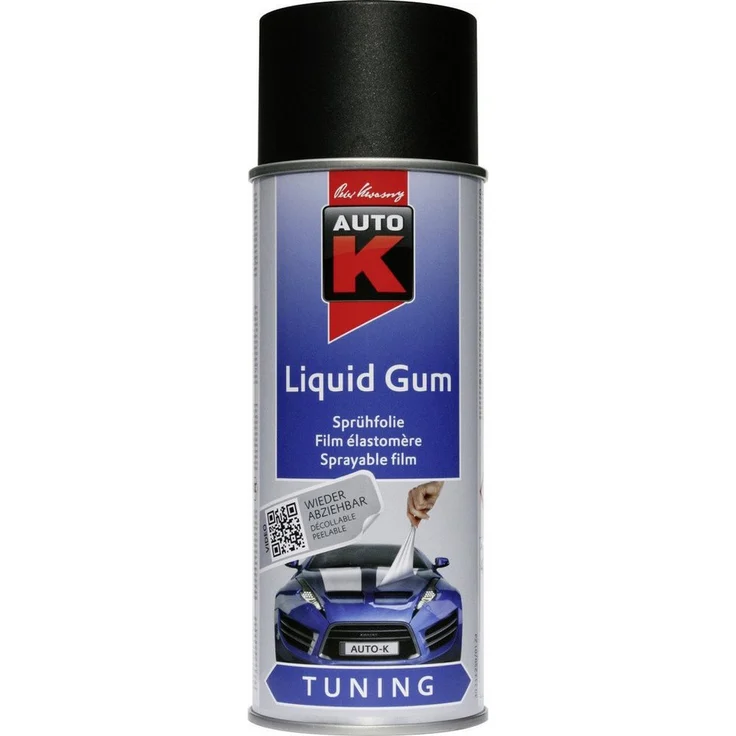 Auto-K Sprühfolie Liquid Gum Tuning, schwarze 400ml Sprühfarbe, abziehbar, abriebfest, ideal für Auto und Motorrad
