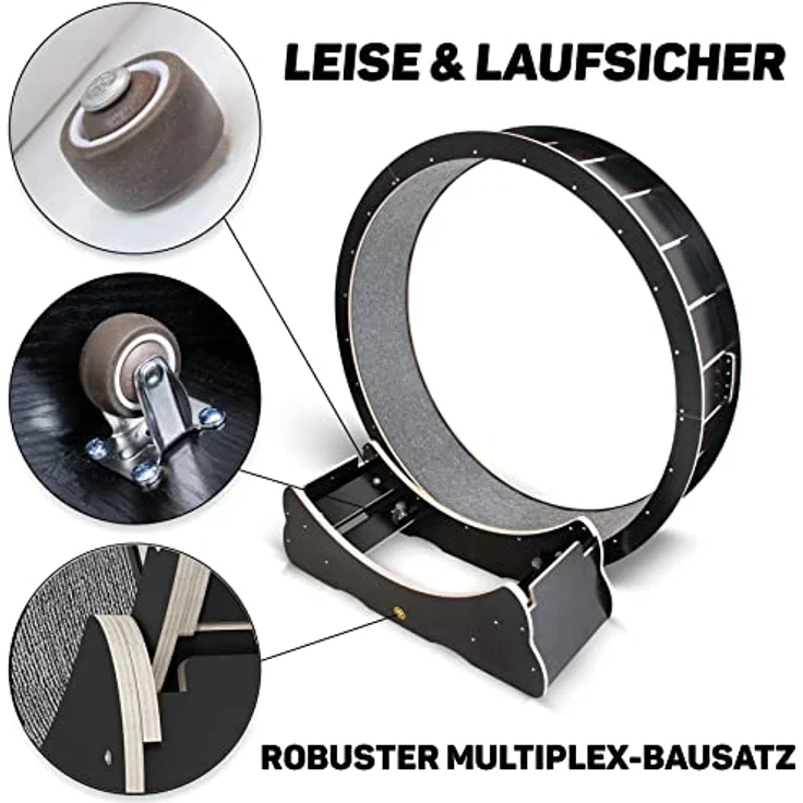 CanadianCat Company | Katzenlaufrad aus Holz - CatInMotion - XL Ø 120 cm - Spiel- & Trainingsgerät für Katzen | Bausatz Schwarz – Bild 5