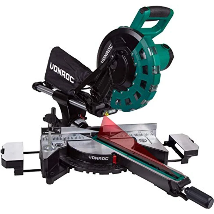 VONROC Kapp- und Gehrungssäge, Zug- und Kappsäge - Elektrische Holzsäge 2200W - 254mm mit Laser & LED, Staubsammelbeutel - Jetzt Variante wählen – Bild 1