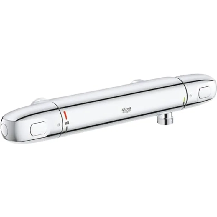 Grohe Grohtherm 1000, Thermostat-Brausebatterie ohne Anschlüsse, Chrom, mit GROHE CoolTouch Sicherheitsgehäuse und EcoButton