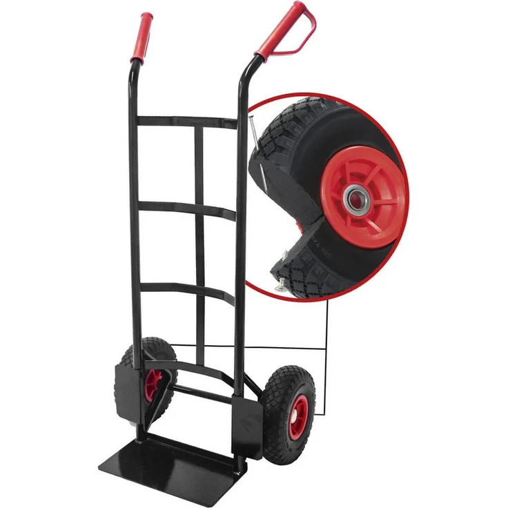 Pro-Bau-Tec Sackkarre PU Basis 10540, 150 kg Tragfähigkeit, schwarz, kugelgelagerte Vollmaterialräder