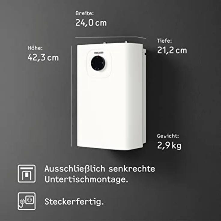 STIEBEL ELTRON SNU 5 Plus, Untertischboiler 5 Liter Niederdruck mit Wasserhahn MAE-K, antitropf-, thermostop-Funktion, 230V, 2 kW, Made in Germany – Bild 5