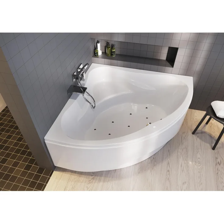 Riho Neo Baignoires d'angle, Badewanne mit Air-System, rechte Version, 2 Plätze, einbaubar, weiß, B076004005