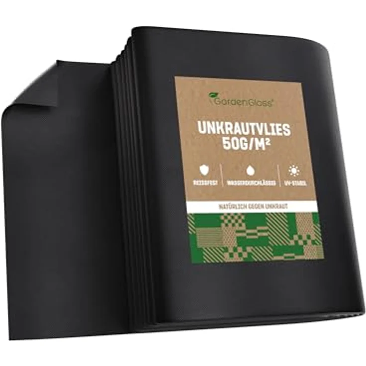 GardenGloss Unkrautvlies 30m², wasserdurchlässig und reißfest, 50g/m², UV-stabil, gefaltet (15m x 2m) – Bild 1