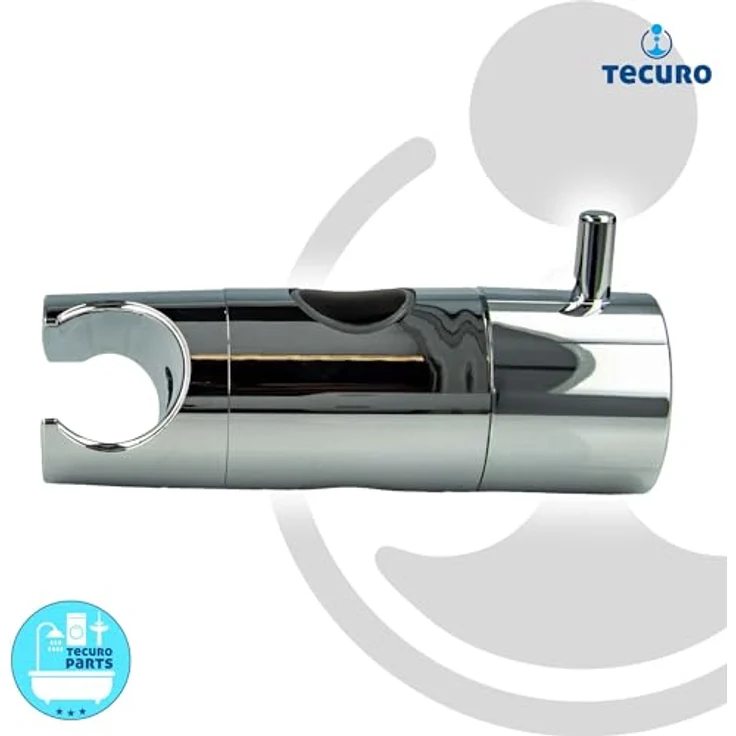 tecuro Brausehalter Design-Brausehalter für Wandstange Ø 18/20/22 & 25 mm, hochglanzverchromt mit 360° Drehung und Gleitschutzring – Bild 2