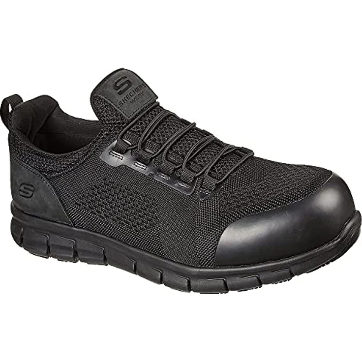 Skechers Skechers Synergy Omat S1P Arbeitsschuh, rutschfest mit Aluminiumlegierung Zehenkappe, in schwarz – Bild 3