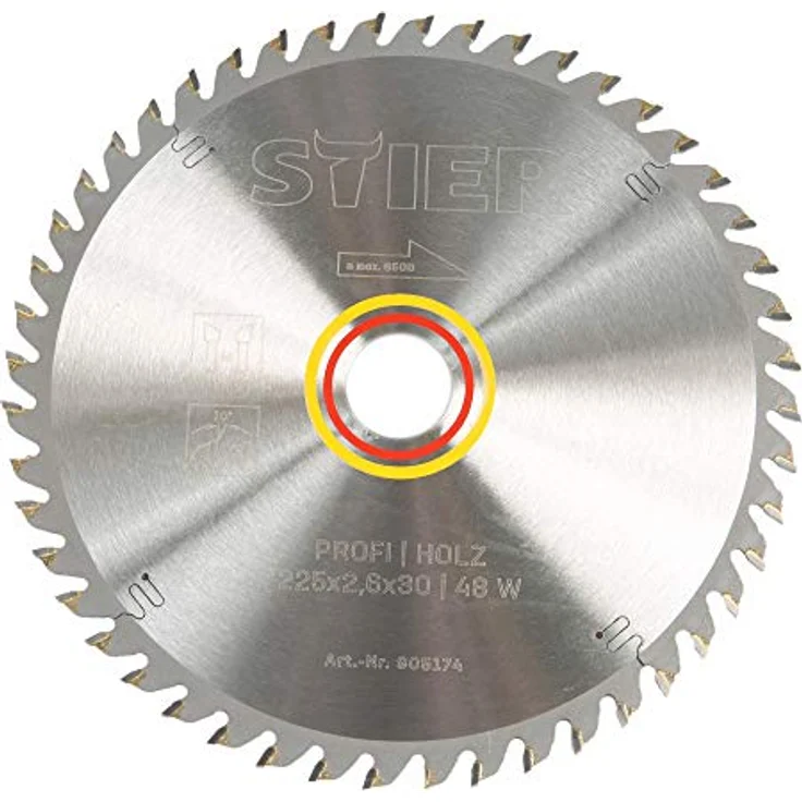 STIER Profi Kreissägeblatt, für Tischkreissägen, Holz, 225x2,6x30, 48 Wechslezähne, gehärtet, 10° Spanwinkel – Bild 1
