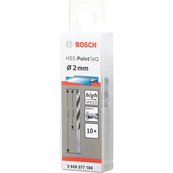 Bosch Metallspiralbohrer 2608577188 DIN 338 2,0 mm HSS PointTeQ (10), 1 W, 230 V, Gr – Bild 3