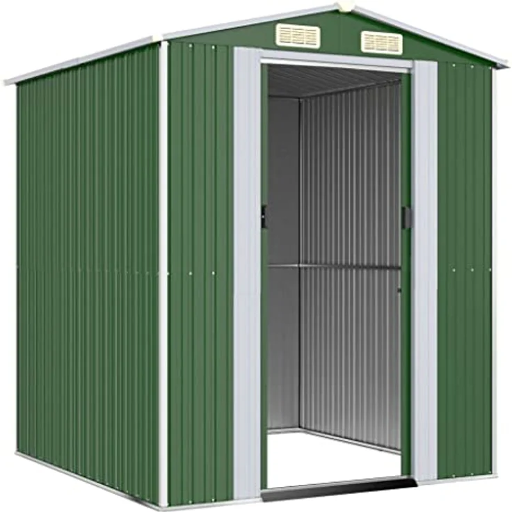 vidaXL Geräteschuppen Gerätehaus Garten Schuppen Gartenhaus Hütte Haus Laube Gartenschuppen Lagerschuppen Grün 192x191x223cm Verzinkter Stahl, geräumig und langlebig – Bild 3