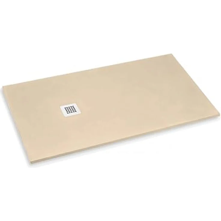 Frascio New Tecnology Duschwanne 85 x 110 cm Vulcano Line, Helles Elfenbein RAL 1015, rutschfest, wärmespeichernd, mit integriertem Abfluss – Bild 1