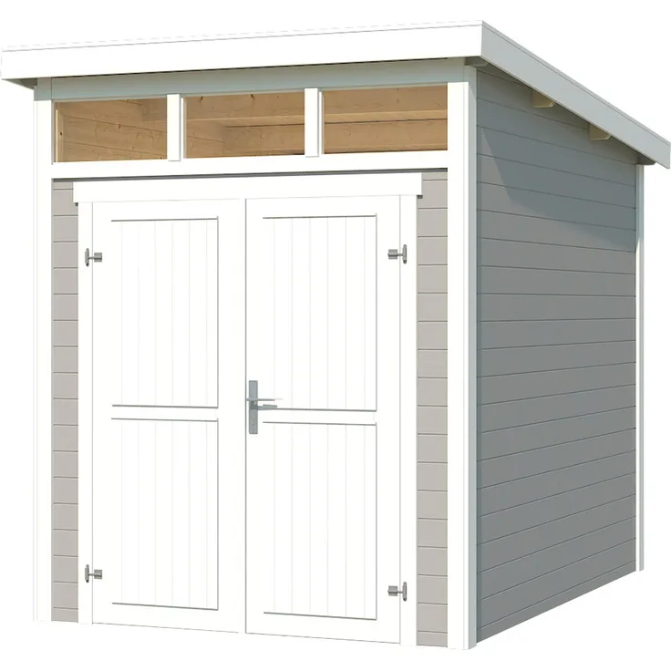Nordic Holz Gartenhaus Kibo 2, BxT: 200x275 cm, Blochbohlenhaus 28mm, Fundamentmass 2000x2500, Lichtgrau
