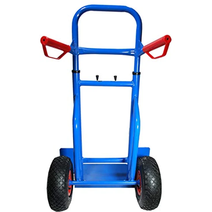 HELO24 Sackkarre Transportkarre höhenverstellbar klappbar blau, bis 200 kg belastbar, Luftbereifung, Kunststoffgriffe mit Handschutz – Bild 5