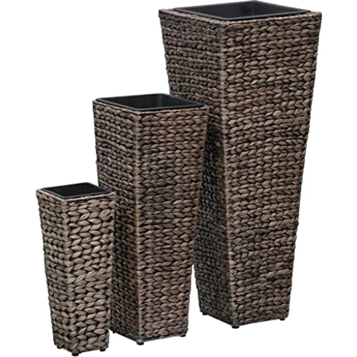 vidaXL Hochbeet 3tlg. Wasserhyazinthe Dunkelbraun Blumentopf Pflanzkübel