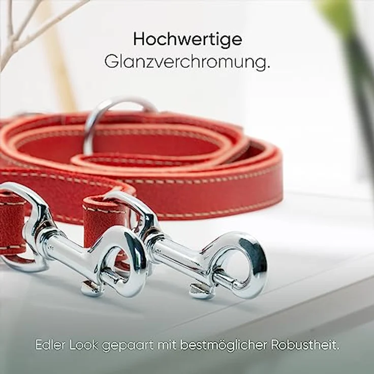 FREUDENTIER® Hundeleine Leder in Spicy Red, verstellbare Führleine, robust & stilvoll, Amstelpark Kollektion - Made in Holland (Rot, 25mm Breite) – Bild 5