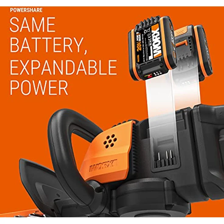 WORX WG284E.9 40V (2x20V) Elektro Dual Schnittklingen für gleichmäßige Schnitte Inkl. Schutzköcher Heckenschere ohne Akku & Ladestation – Bild 6