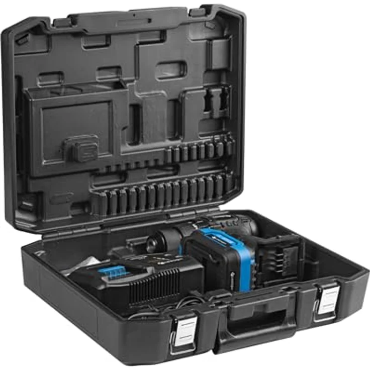 HÖGERT TECHNIK Akku-Bohrschrauber Set 18V, 50 Nm Drehmoment, 2,0 Ah Akku, 4A Ladegerät, Metallgetriebe, LED-Beleuchtung, Auto Lock Bohrfutter, für Holz und Metall – Bild 15