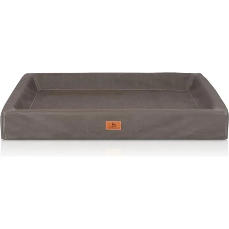 Knuffelwuff orthopädisches Hundebett Austin aus Kunstleder XXXL 155 x 125cm Braungrau, formstabil und gelenkschonend – Bild 3
