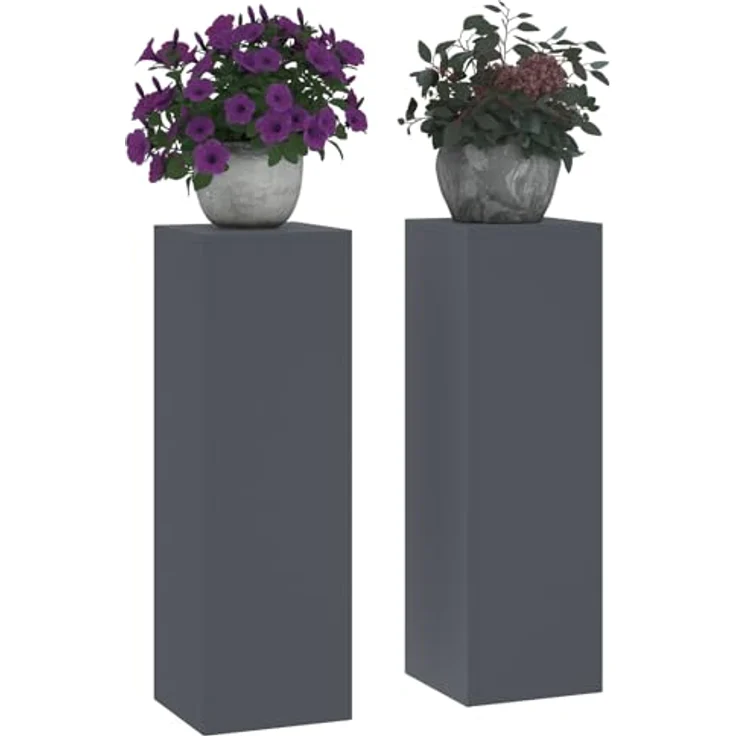 vidaXL Blumenständer Pflanzenständer Set von 2 Anthrazit Kaltgewalzter Stahl (2 St) - Modernes Design, kaltgewalzter Stahl, wetterfest – Bild 3