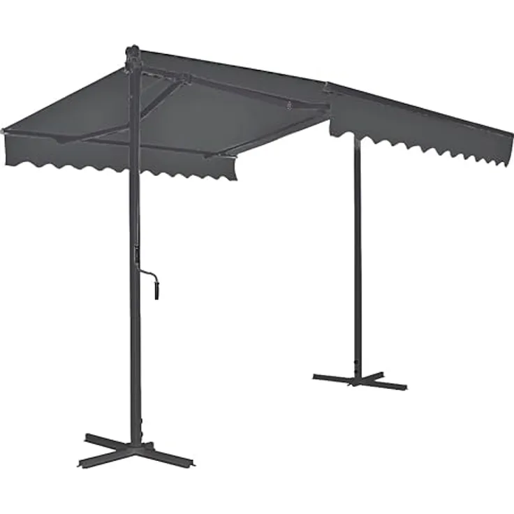DELUKE Standmarkise SKORI Dunkelgrau, freistehende Markise aus Polyester mit Aluminium- und Stahl-Konstruktion, idealer Sonnenschutz für Garten und Terrasse